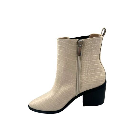BP Nordstrom | Women’s 6.5 Baylee Ivory Faux Leather Western Ankle Boots Croco - Picture 3 of 13